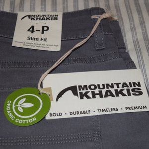 Mountain Khakis Gunmetal Charlie ORGANIC Cotton-Blend Slim Pants 4 P